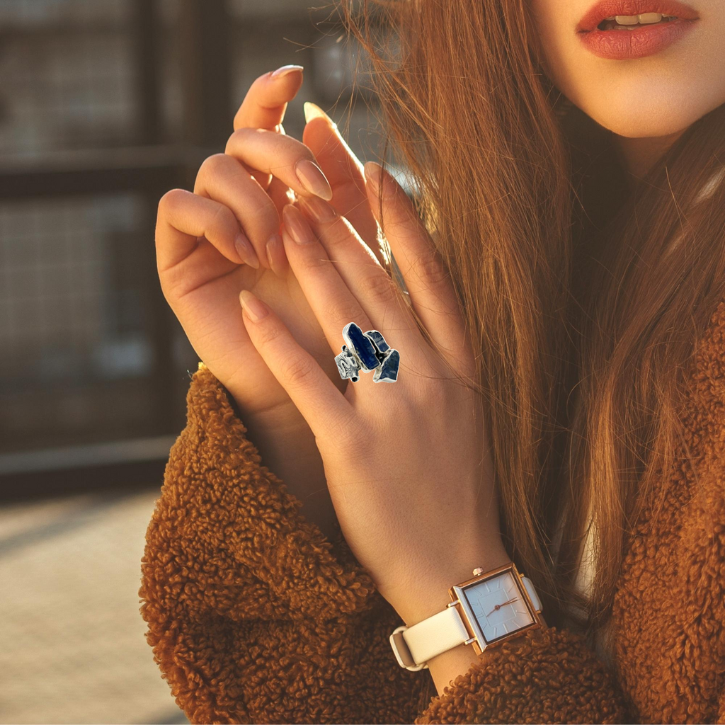 Raw hot sale kyanite ring