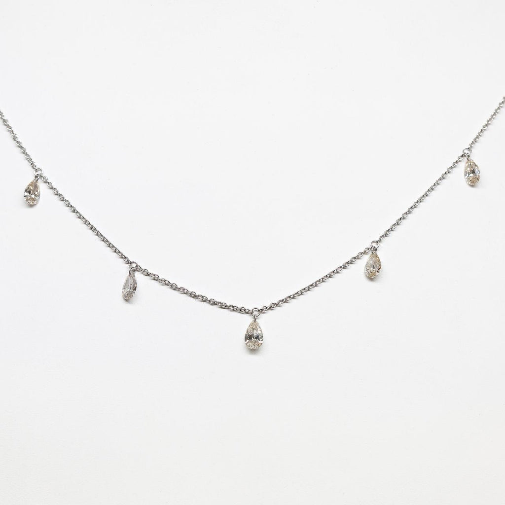 14k White Gold 1.75ctw Floating Diamond Necklace