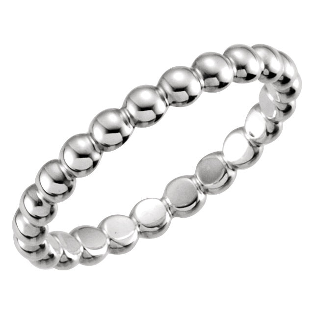 14K White Gold 2.5 mm Beaded Stackable Ring