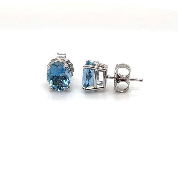 14k White Gold Oval Aquamarine Stud Earrings