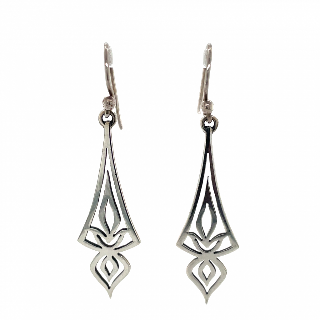 Handmade in Taxco by Artisan Annabel Humber Sterling Silver Fluted Drop Earrings