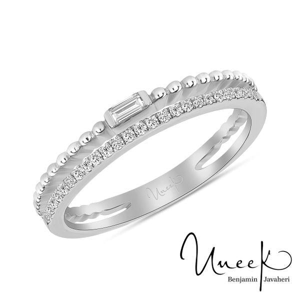 Uneek 14k White Gold Baguette & Round Diamond Two Tiered Ring