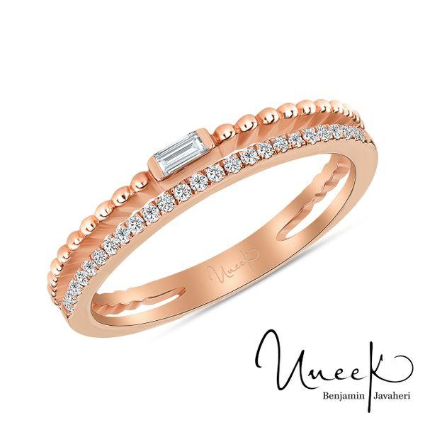Uneek 14k Rose Gold Baguette & Round Diamond Two Tiered Ring