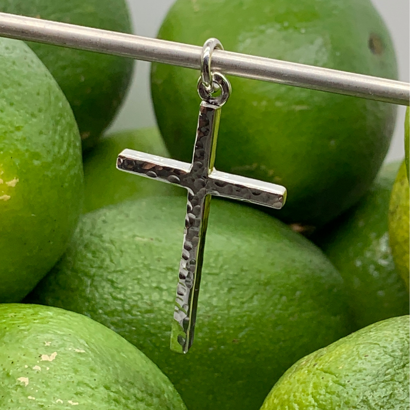 Handmade in Taxco Sterling Silver Hammered Cross Pendant