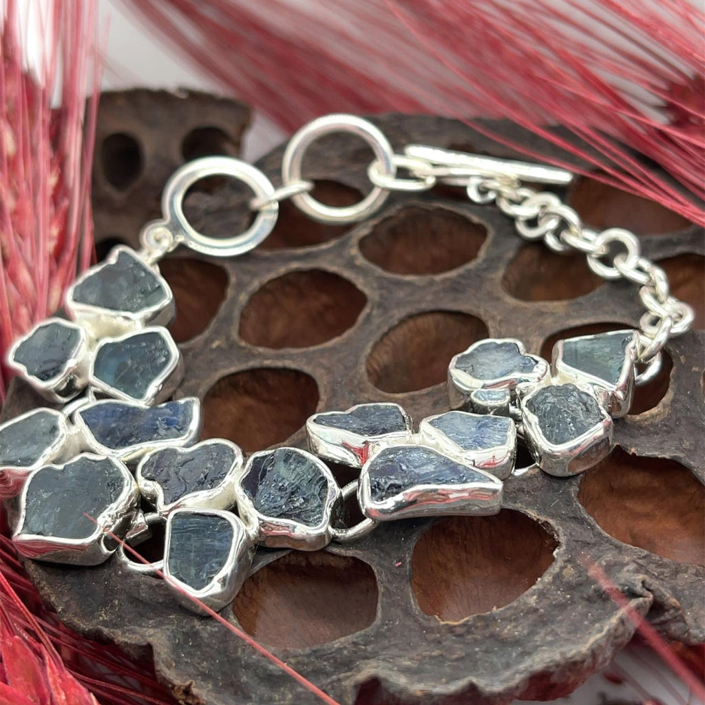 Handmade in Taxco Sterling Silver Raw Blue Sapphire Toggle Bracelet by –  Brummitt Jewelry Design Studio (NC)