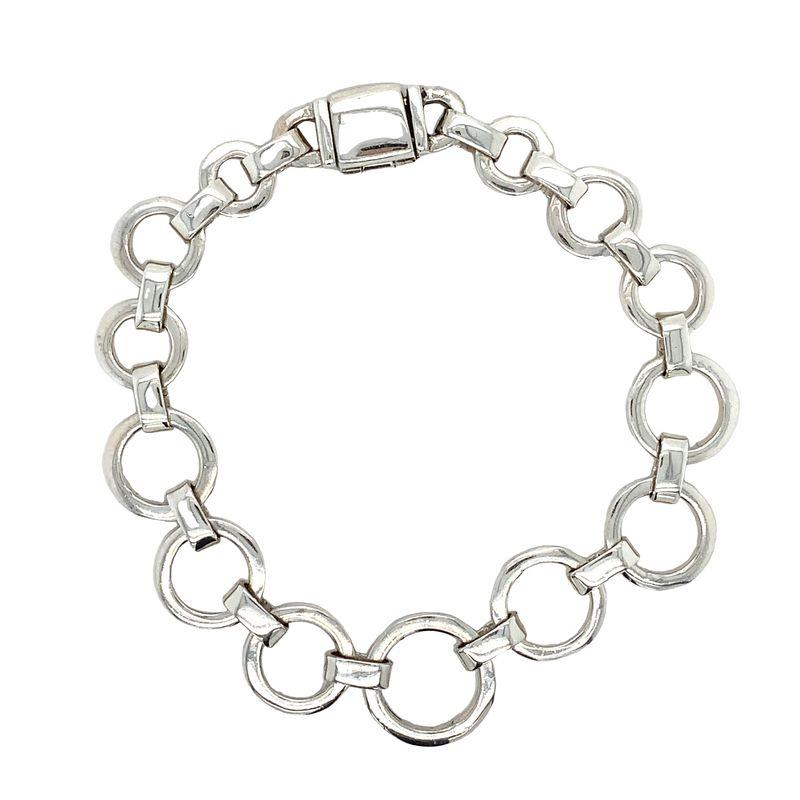 Handmade in Taxco Sterling Silver Open Circle Link Bracelet