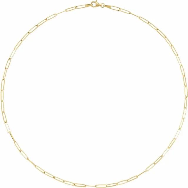 14k Yellow Gold 18” Paperclip Chain Necklace with Lobster Clasp - 2.6mm