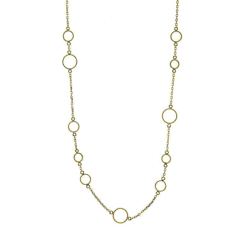 14k Yellow Gold  Necklace-18" Fashion Necklace with Scattered Circles