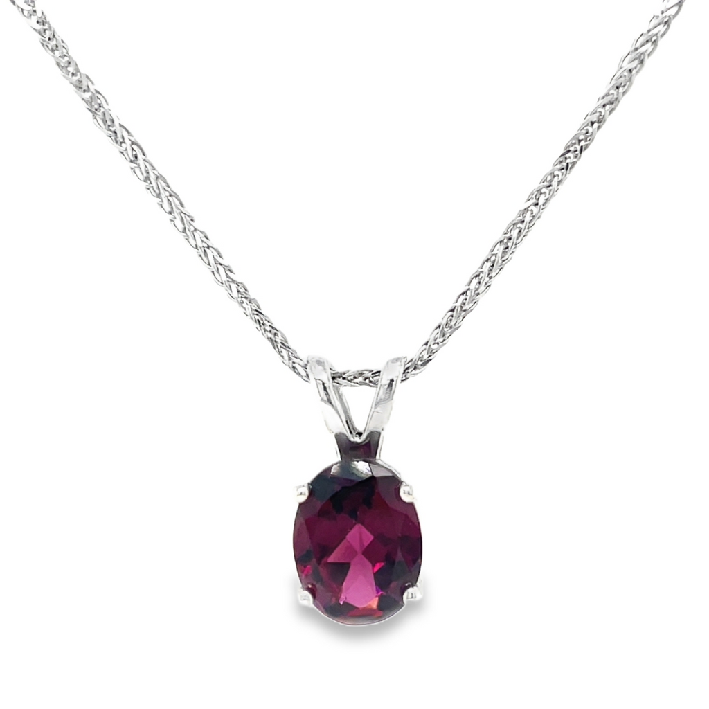 Sterling Silver Oval Rhodolite Garnet Pendant