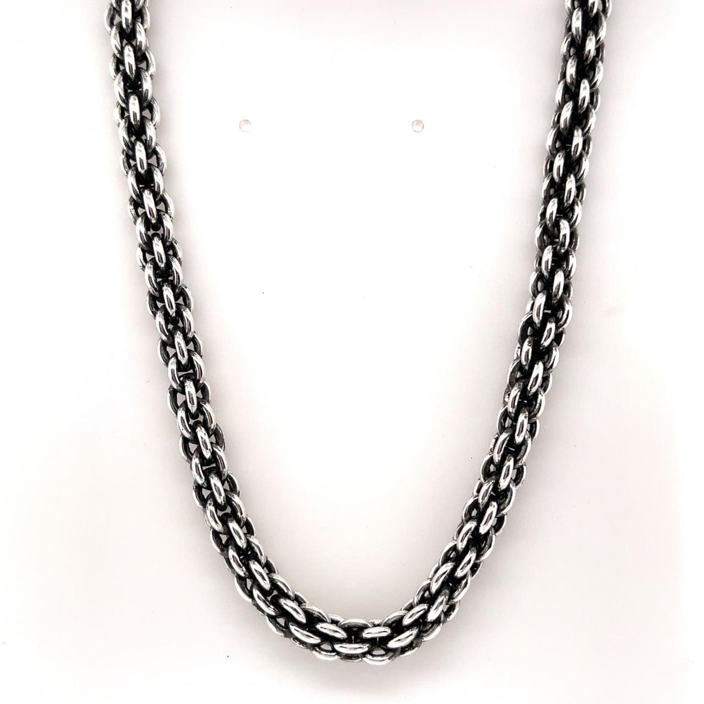 Amazon.com: Bismark Link Chain Necklace for Men Solid 925 Sterling Silver  Oxidized 3.5 mm Thick Unique Design Chains Handmade Jewelry (55 cm - 21.7