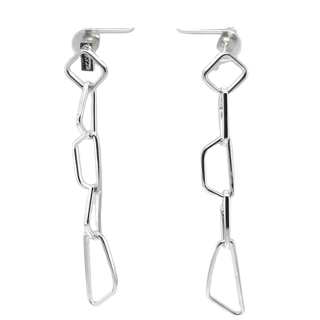 Artisan Made Abstract Rectangular Chain Drop Earrings