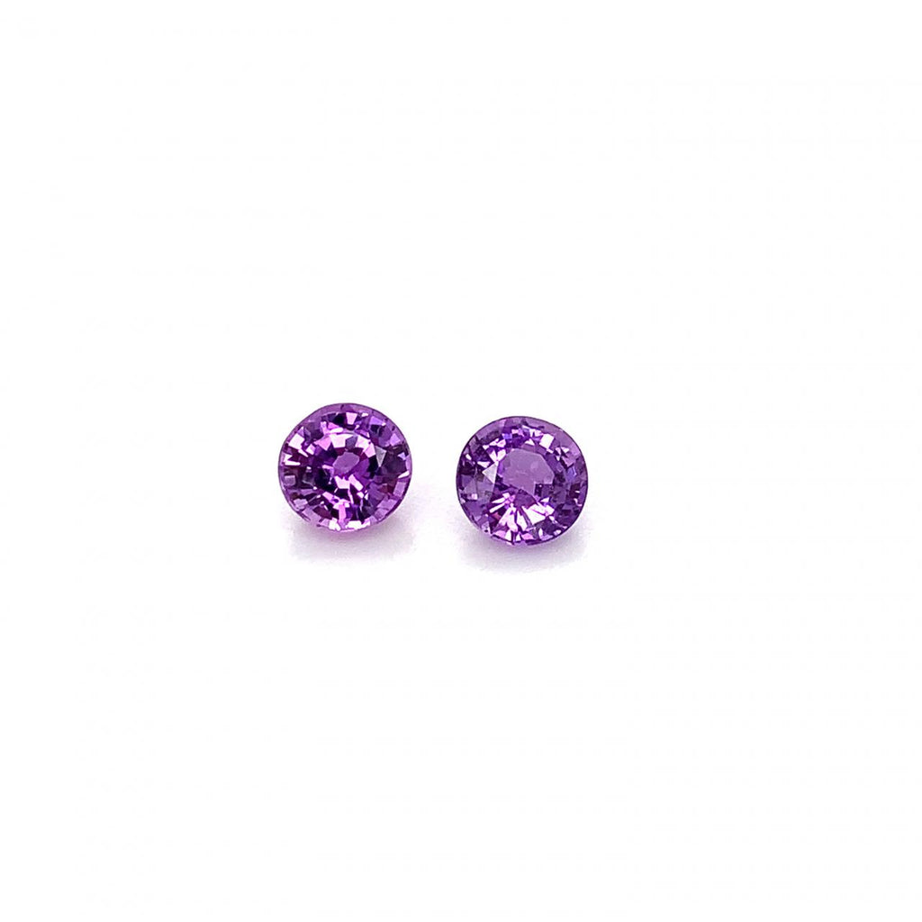 Loose Pair Round Purple Sapphires 1.34cttw 5mm