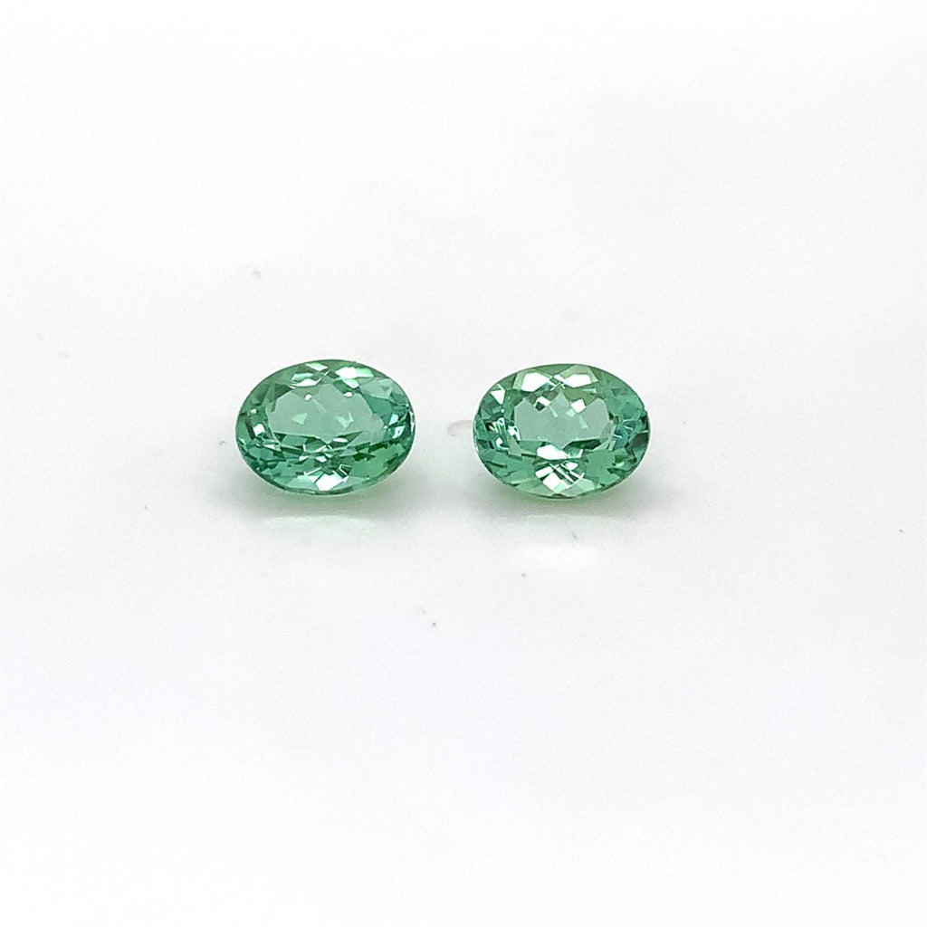 Loose Pair of Oval Mint Green Tourmalines 9x7mm 4.21cttw