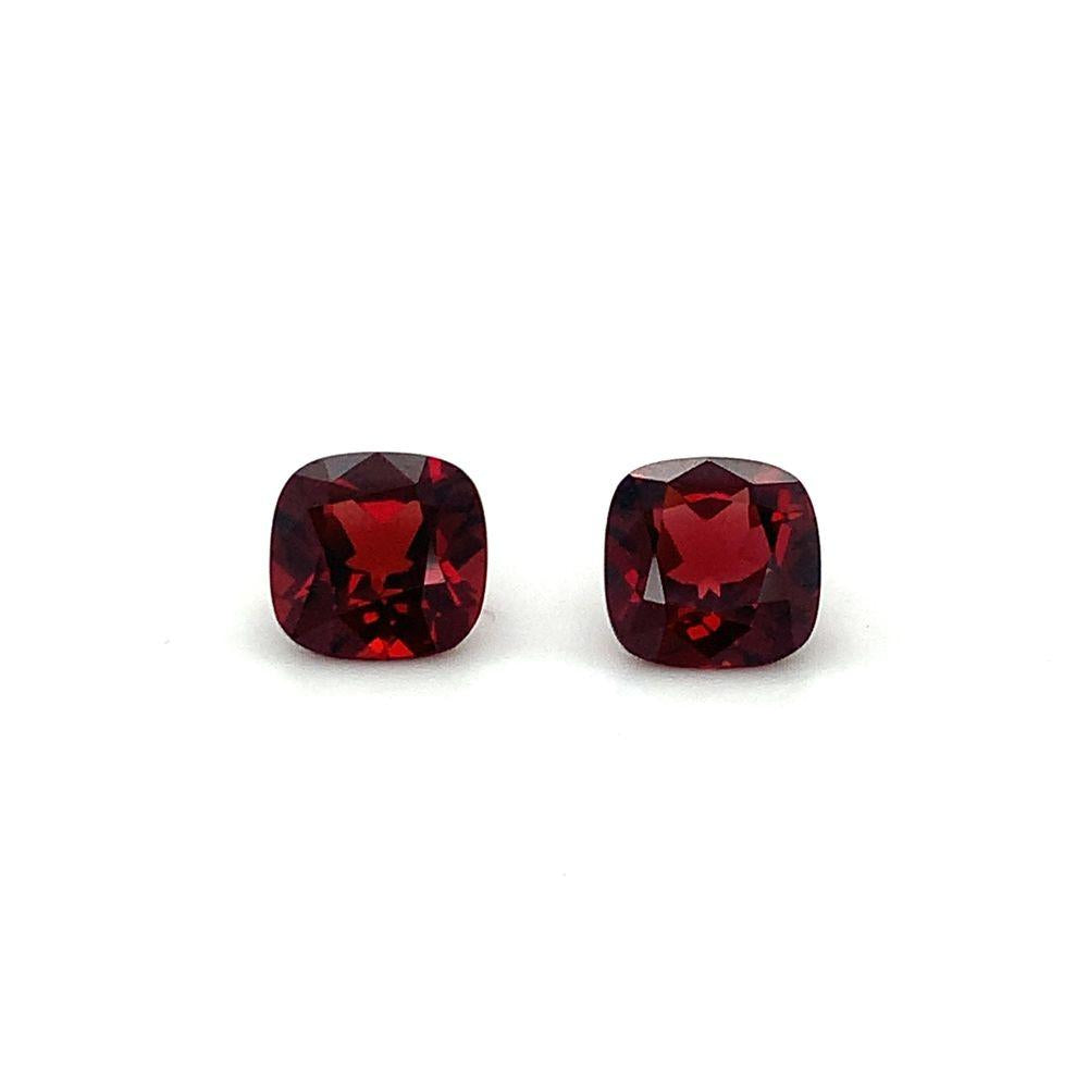 Loose Matched Pair of Cushion Spessartite Garnets 7.27cttw