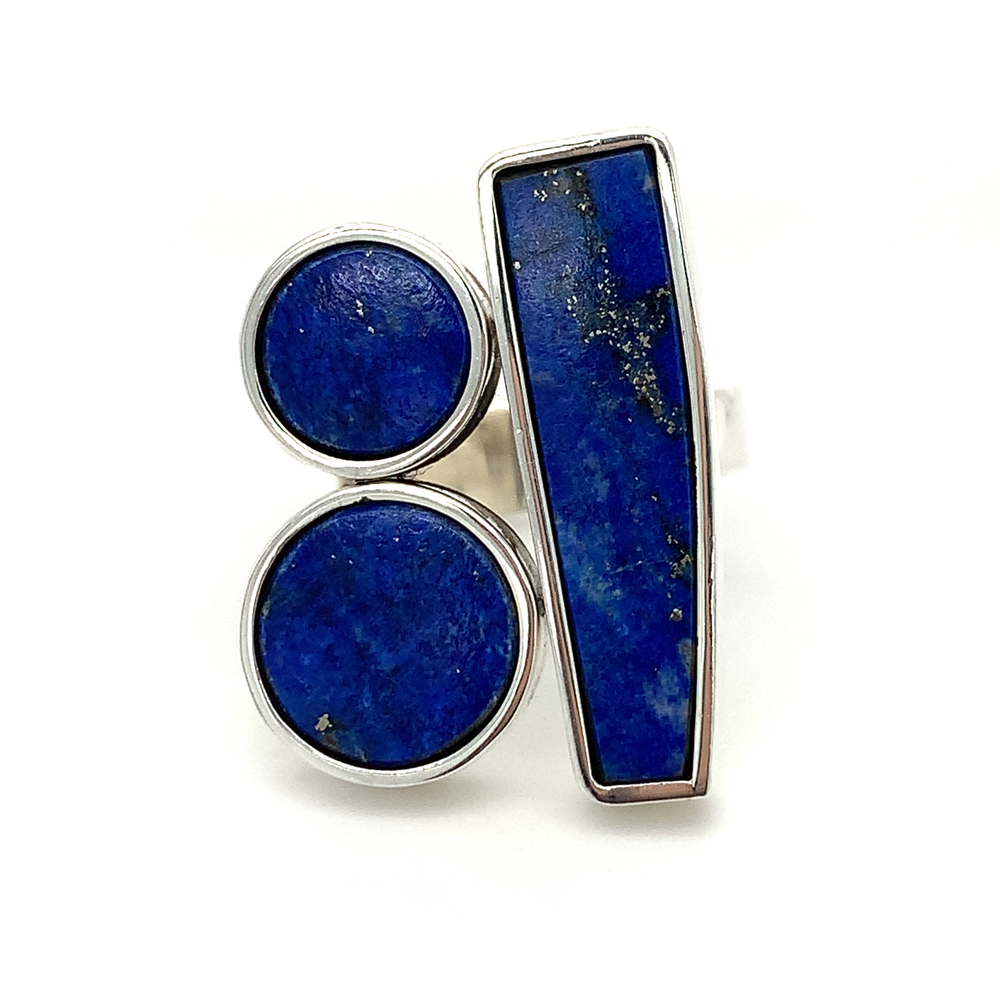 Modern Sterling Silver Ring-Guillermo Arregui's Lapis Ring