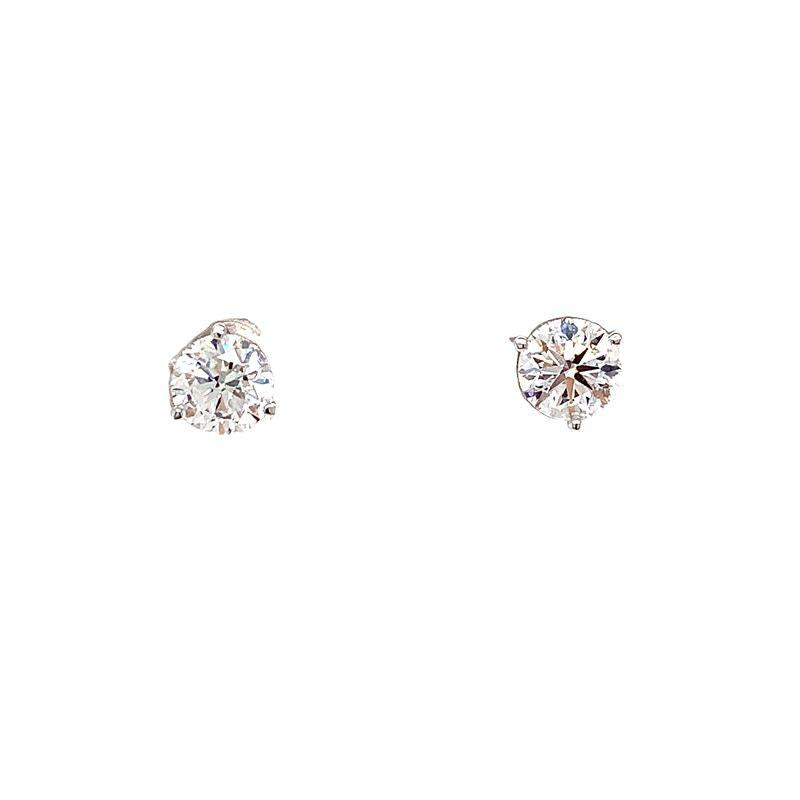 14k White Gold 1.00cttw Round Lab Grown Diamond Stud Earrings, E-F / VS