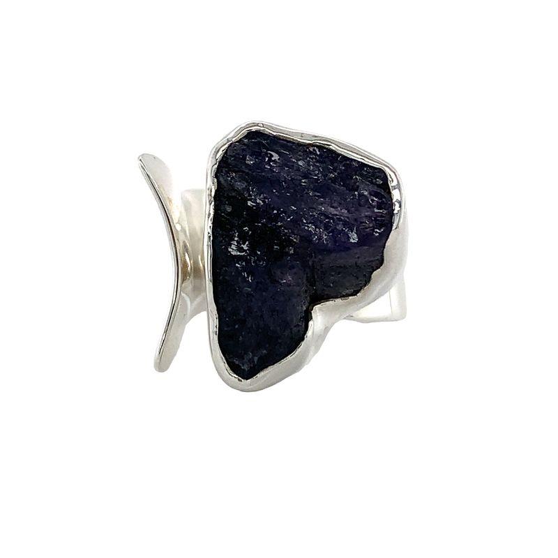 Sterling Silver Ring - Artisan Gabriel Peña Raw Tanzanite Adjustable Ring