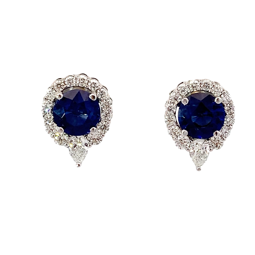 Custom Designed Sapphire and Diamond Earrings