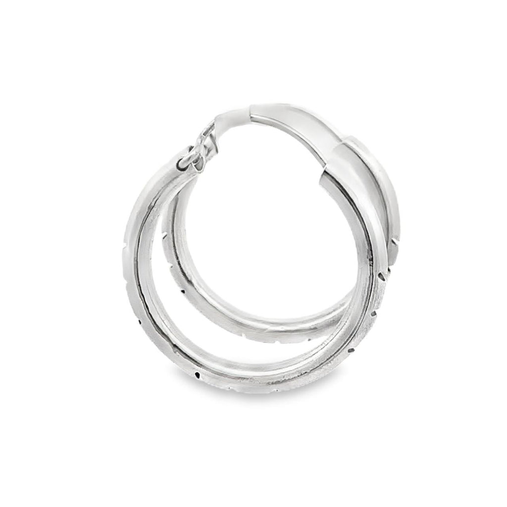 Sterling Silver Hoop Earring-Artisan Made 20mm Hoop with Linear Details