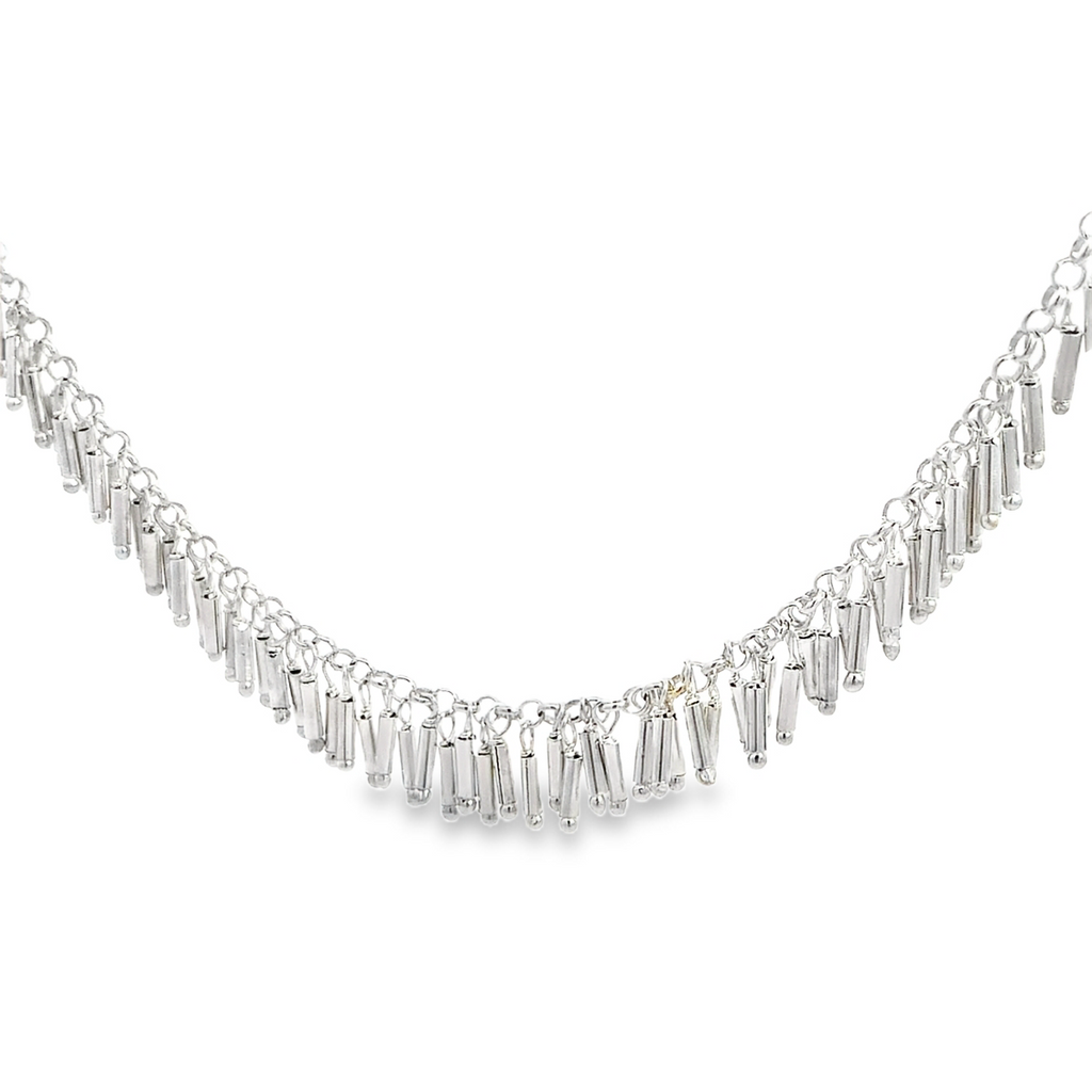 Sterling Silver Necklace-Teresa Gonzalez's Fashion Fringe Necklace 18 Inches