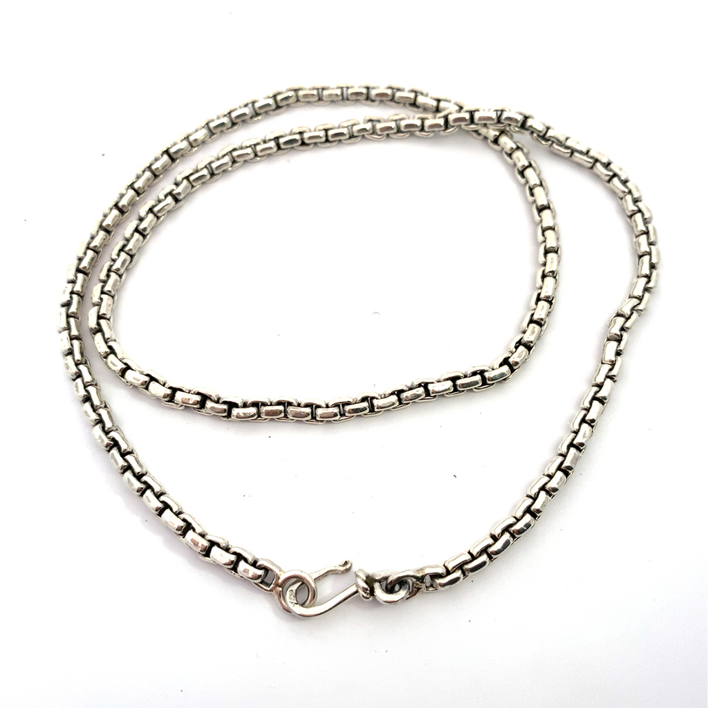 Sterling Silver Hand Made Chain-Artisan Made 20 inch 4mm Round Interlocking Chain With Custom Catch