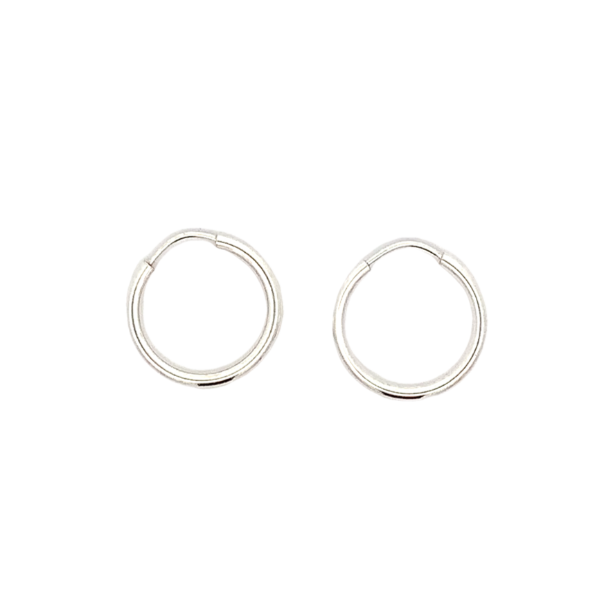 Sterling Silver Hoop Earrings-Artisan Made 15mm Plain Hoop Earrings