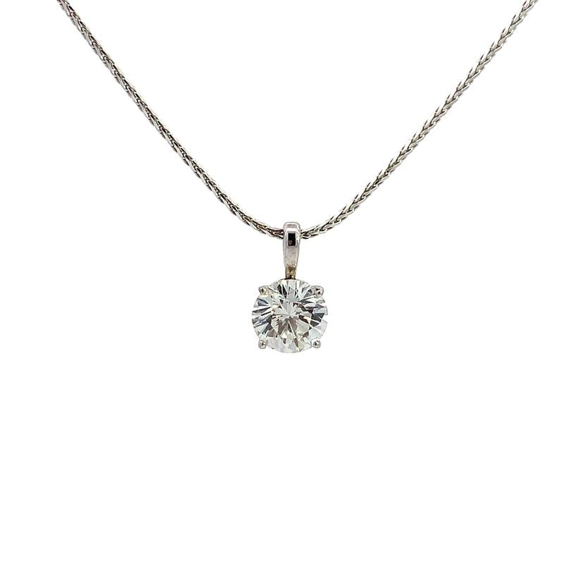 14kwg Lab Grown Round Diamond Pendant Necklace-1.50ct RBC Lab Grown Diamond Pendant Necklace