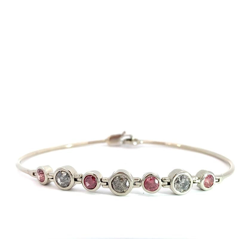 14kwg Natural Red Diamond & Salt and Pepper Diamond Bracelet-Our Exclusive Cadence Series Unisex Bracelet