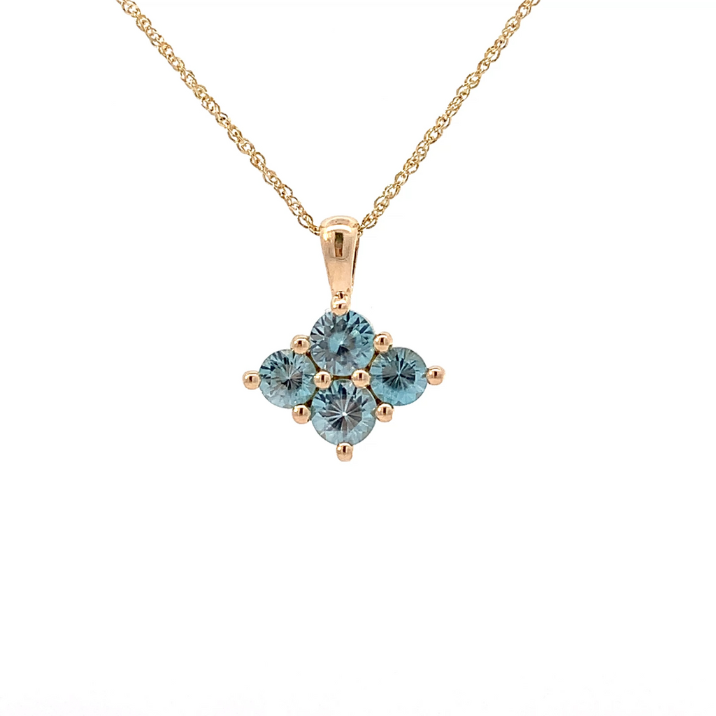 14k Yellow Gold Custom 0.84cttw Blue Zircon Pendant-Natural Gemstone Pendant