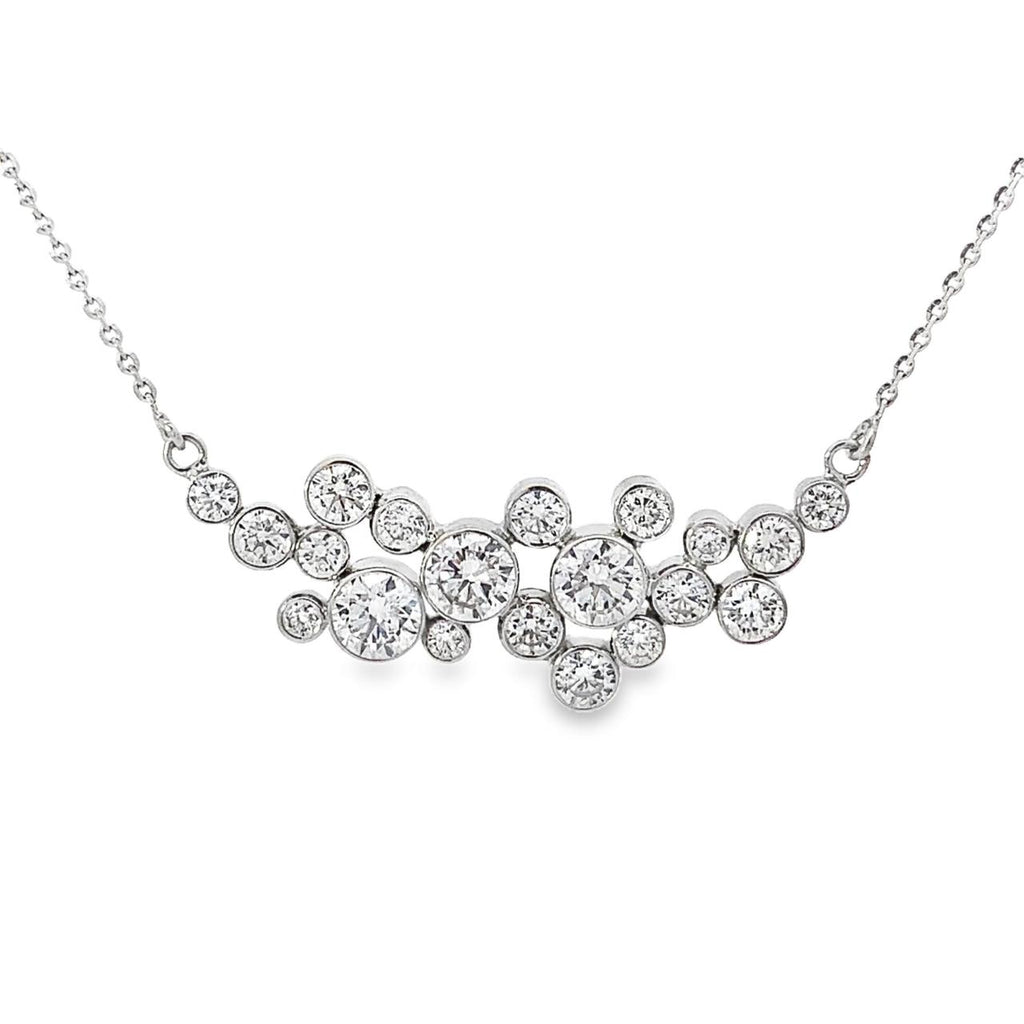 14kwg Lab grown Diamond Fancy Necklace - Our Exclusive Bubble Series Bezel Set Multi Diamond Pendant Design