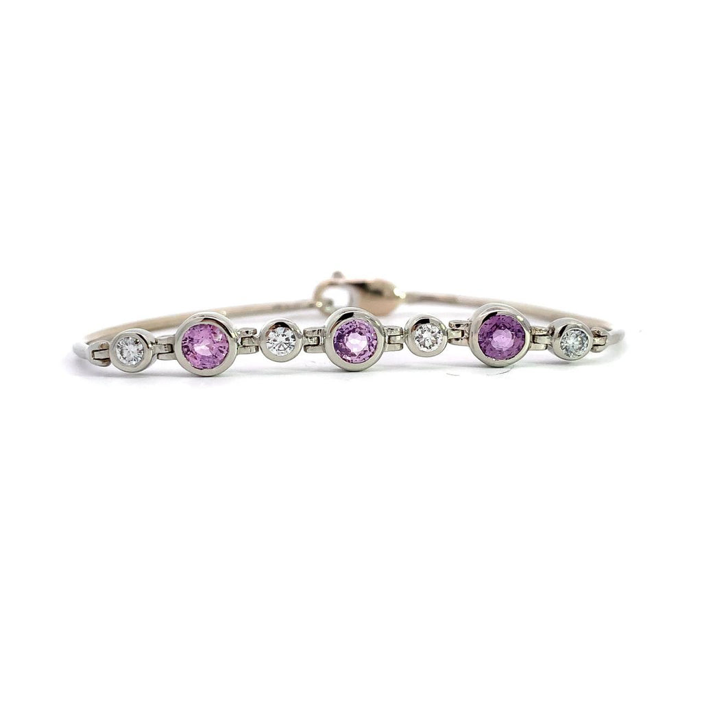 14kwg Pink Sapphire & Lab Grown Diamond Bracelet -Our Exclusive Cadence Series Design