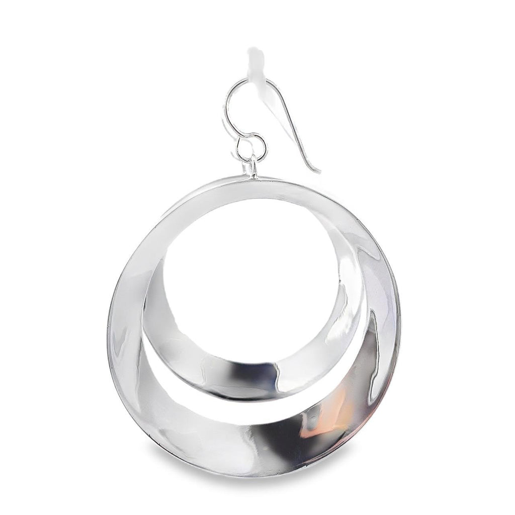 Taxco Artisan Made Sterling Silver Large Tapering Hoop Dangle Earrings