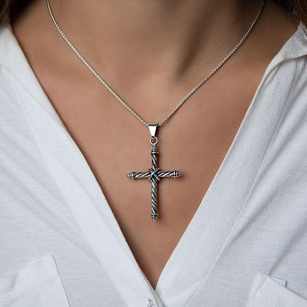 Artisan Silver Twisted Wire Cross Pendant