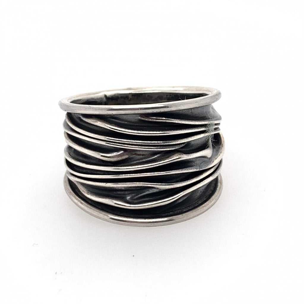 Handmade Sterling Silver Wide Tapering  Band-Artisan Jewelry