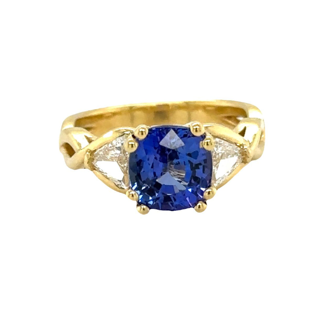 Custom 18k Yellow Gold Infinity Tanzanite and Diamond Ring