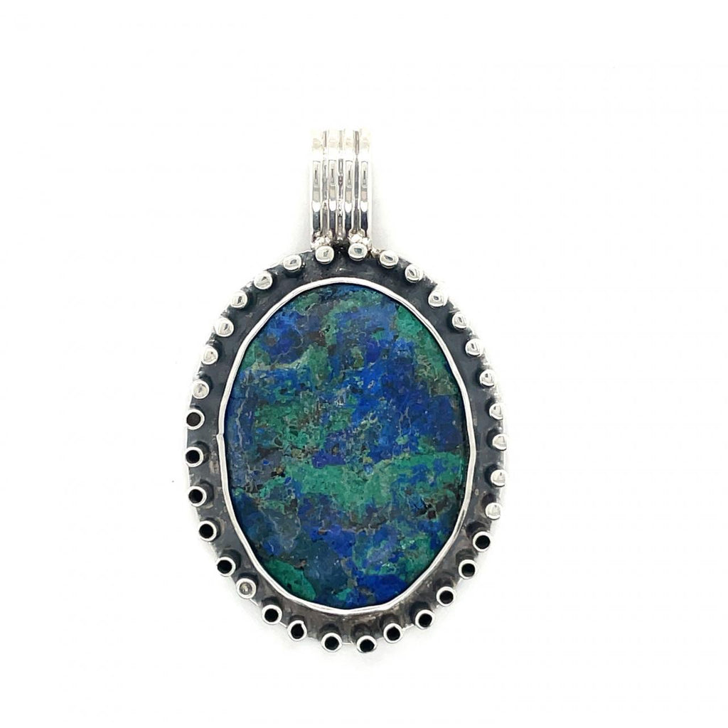 Handmade in Taxco Mexico Artisan Azurite Sterling Silver Pendant