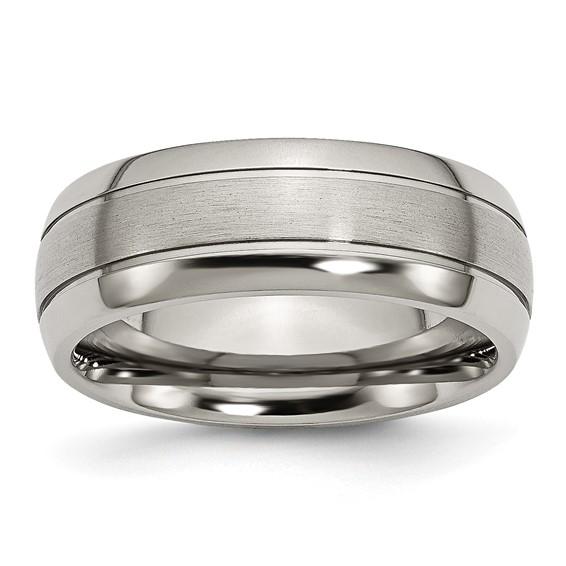 Chisel Titanium Brushed and Polished 8mm Grooved Band