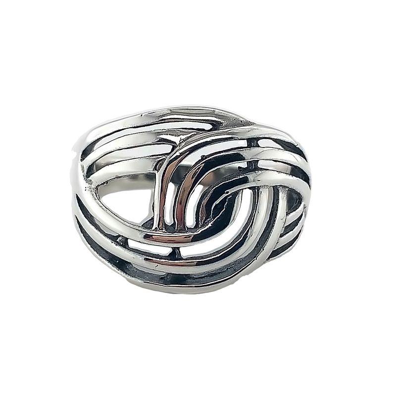 Sterling Silver Ring-Artisan Double Open Circles Ring